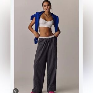 Daily Practice by Anthropologie Dad Gray rushed Wide-Leg Pants, size M